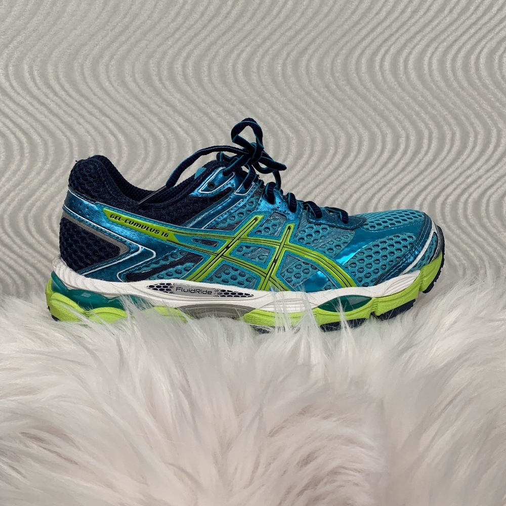 asics Blue and Green Gel-Cumulus 16 Size 7